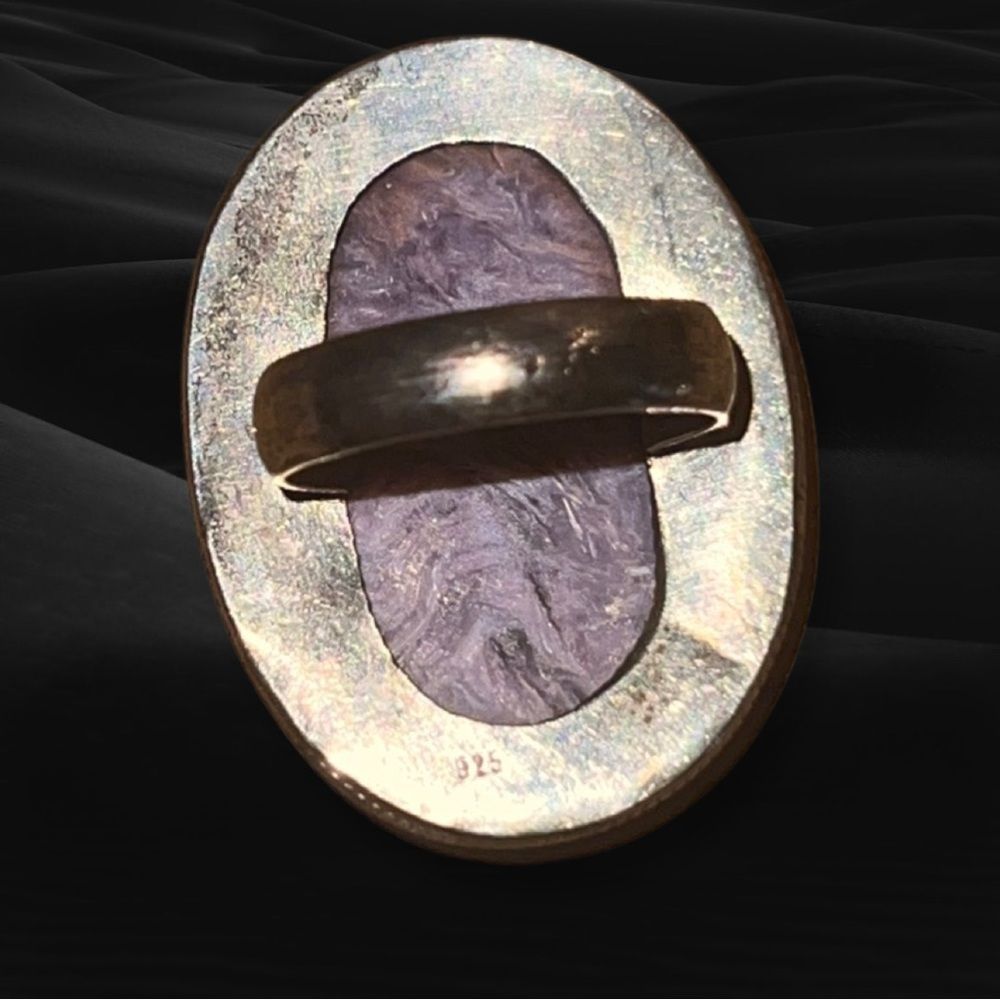 Vintage Charoite Purple and Silver Ring in Stamped 925 SS setting. - Picture 4 of 9